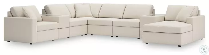 Modmax Oyster 8-Piece Performance Fabric Modular Sectional with RAF Chaise and Storage Consoles