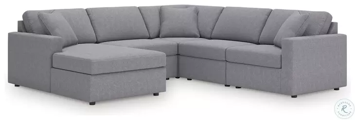 Modmax Granite 5 Piece Performance Fabric Sectional with LAF Chaise
