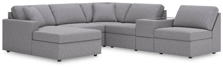 Modmax Granite Performance Fabric 6 Piece Modular Sectional with LAF Chaise and Storage Console