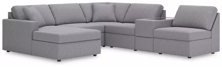 Modmax Granite Performance Fabric 6 Piece Modular Sectional with LAF Chaise and Storage Console