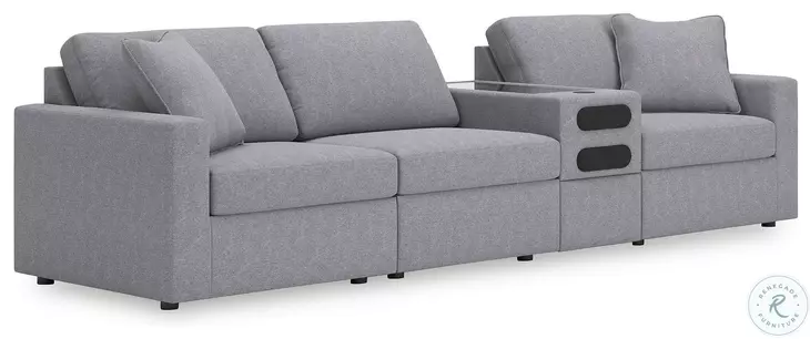 Modmax Granite 4-Piece Performance Fabric Modular Sectional with Audio Console