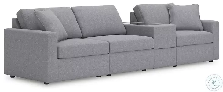 Modmax Granite 4-Piece Performance Fabric Modular Sofa with Storage Console