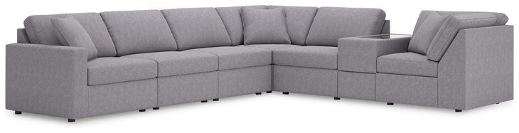 Modmax Granite Performance Fabric 7 Piece Modular Sectional with Storage Console and LAF Corner Chair