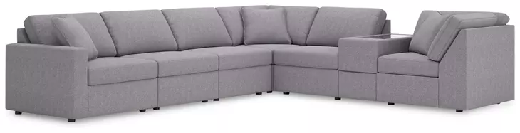 Modmax Granite Performance Fabric 7 Piece Modular Sectional with Storage Console and LAF Corner Chair