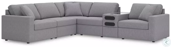 Modmax Granite 6-Piece Performance Fabric Modular Sectional with Audio Console
