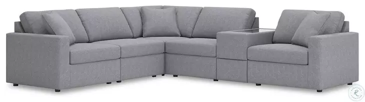 Modmax Granite 6-Piece Performance Fabric Modular Sectional with Storage Console