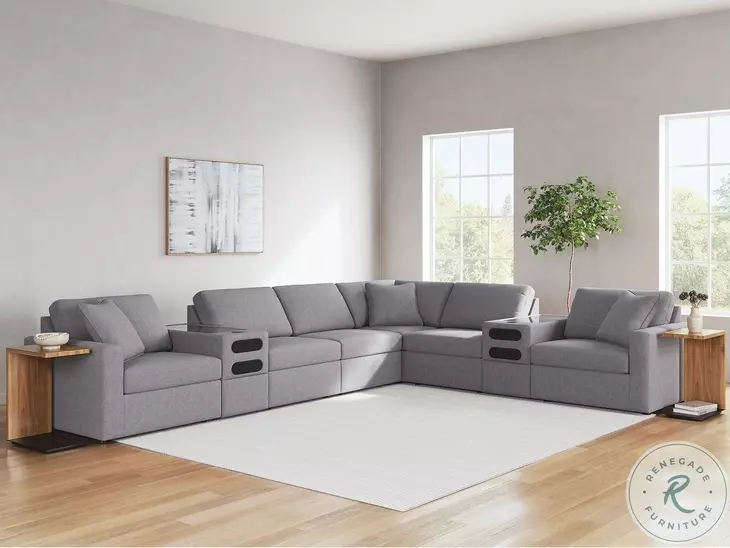 Modmax Granite 8-Piece Performance Fabric Modular Sectional with Audio Consoles