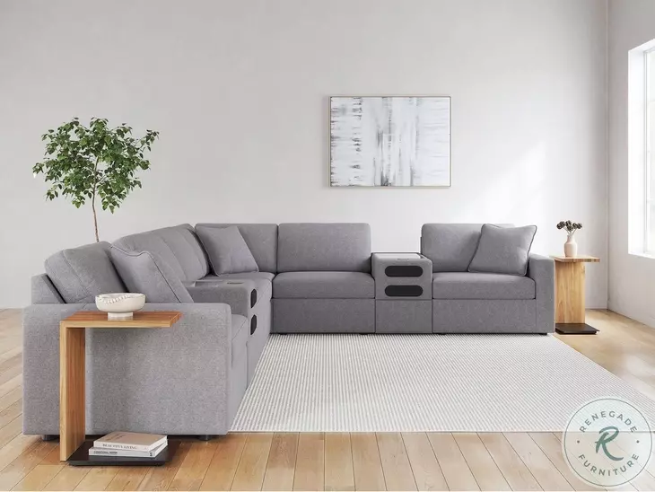 Modmax Granite 8-Piece Performance Fabric Modular Sectional with Audio Consoles