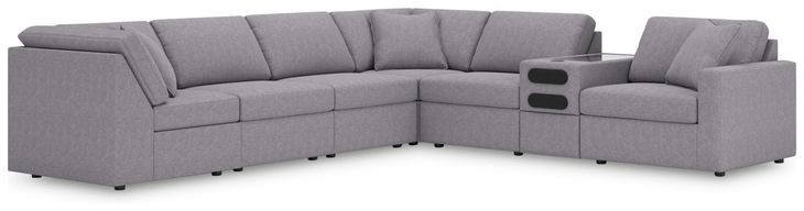 Modmax Granite Performance Fabric 7 Piece Modular Sectional with Audio Console