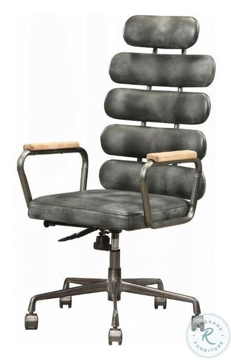 Calan Vintage Black Top Grain Leather Swivel Office Chair