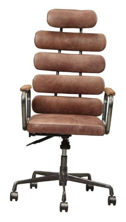 Calan Vintage Whiskey Leather Upholstered Swivel Office Chair