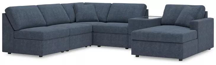 Modmax Ink Performance Fabric 6 Piece Modular Sectional with RAF Chaise and Storage Console