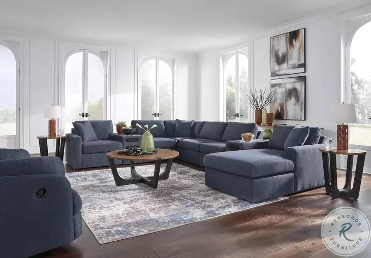 Modmax Ink 8-Piece Performance Fabric Modular Sectional with RAF Chaise and Audio Consoles