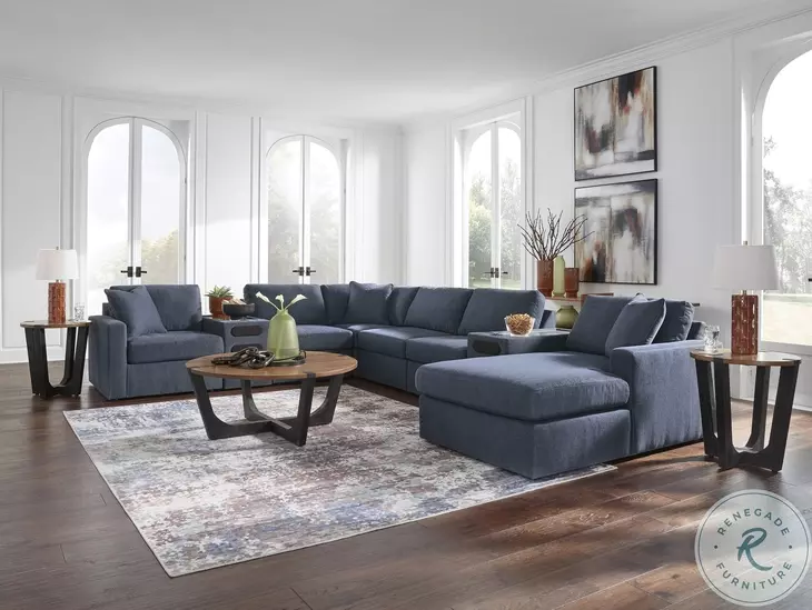 Modmax Ink 8-Piece Performance Fabric Modular Sectional with RAF Chaise and Audio Consoles