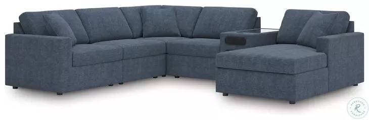 Modmax Ink 6 Piece Performance Fabric Sectional with Audio System and RAF Chaise