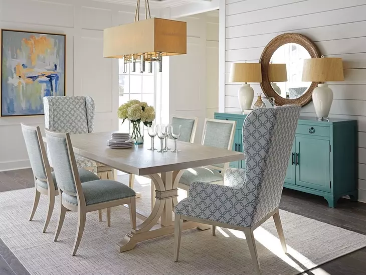 Seacliff Blue Upholstered Host Wing Chair