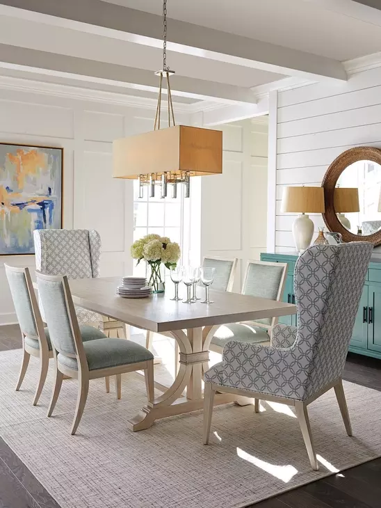 Seacliff Blue Upholstered Host Wing Chair