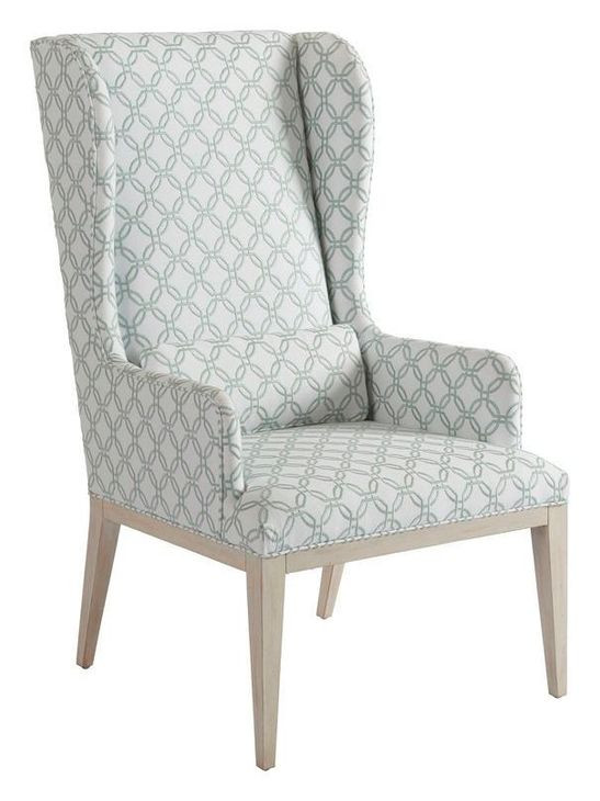 Seacliff Blue Upholstered Host Wing Chair