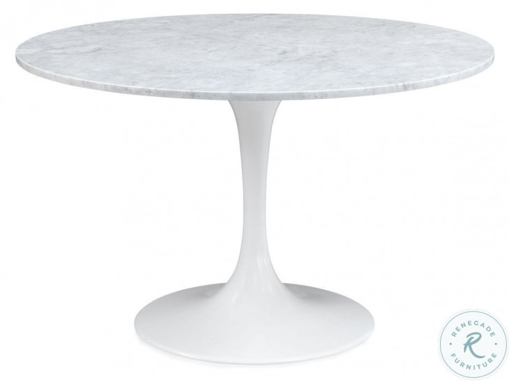 Dunham White Marble Top Round Dining Table