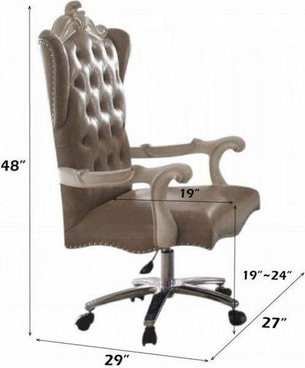 Versailles Vintage Gray Upholstered Executive Office Chair with Nailhead Trim