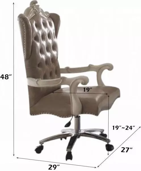 Versailles Vintage Gray Upholstered Executive Office Chair with Nailhead Trim
