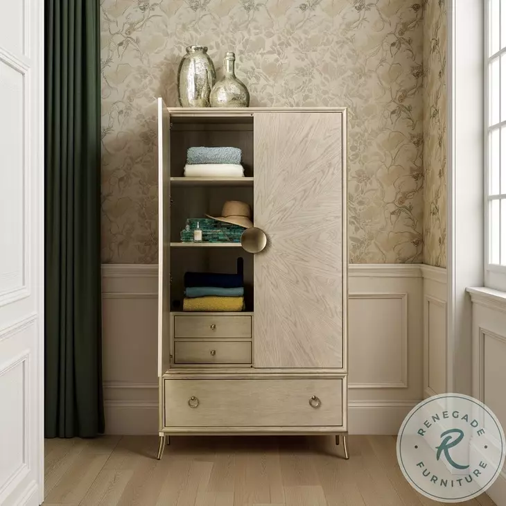 Whitmore Celestia Alabaster And Brassy Champagne Armoire