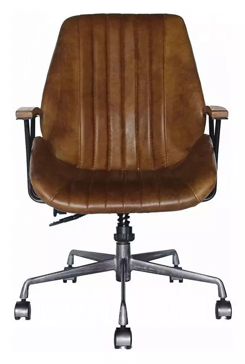 Hamilton Coffee Leather Upholstered Swivel Office Chair