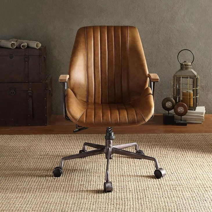 Hamilton Coffee Leather Upholstered Swivel Office Chair