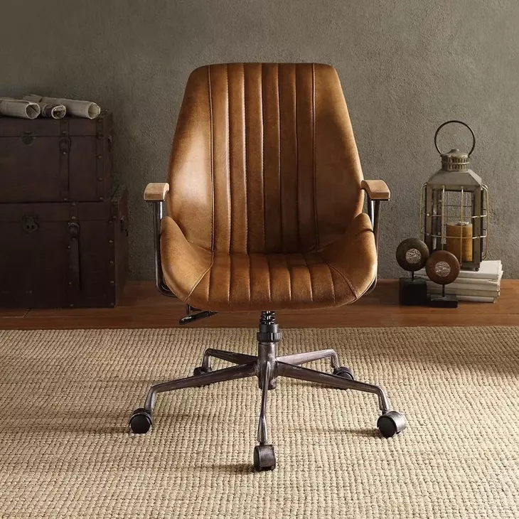 Hamilton Coffee Leather Upholstered Swivel Office Chair