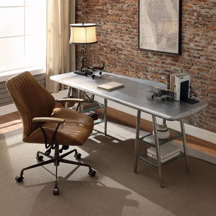 Hamilton Coffee Leather Upholstered Swivel Office Chair