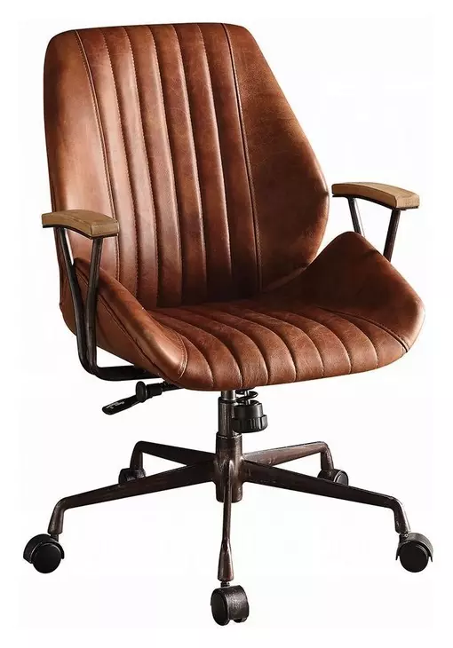 Hamilton Cocoa Leather Upholstered Swivel Office Chair