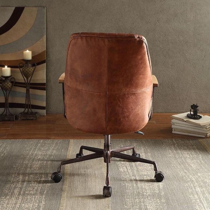 Hamilton Cocoa Leather Upholstered Swivel Office Chair