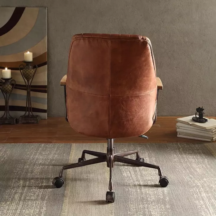 Hamilton Cocoa Leather Upholstered Swivel Office Chair