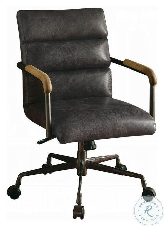 Harith Antique Ebony Leather Executive Office Chair