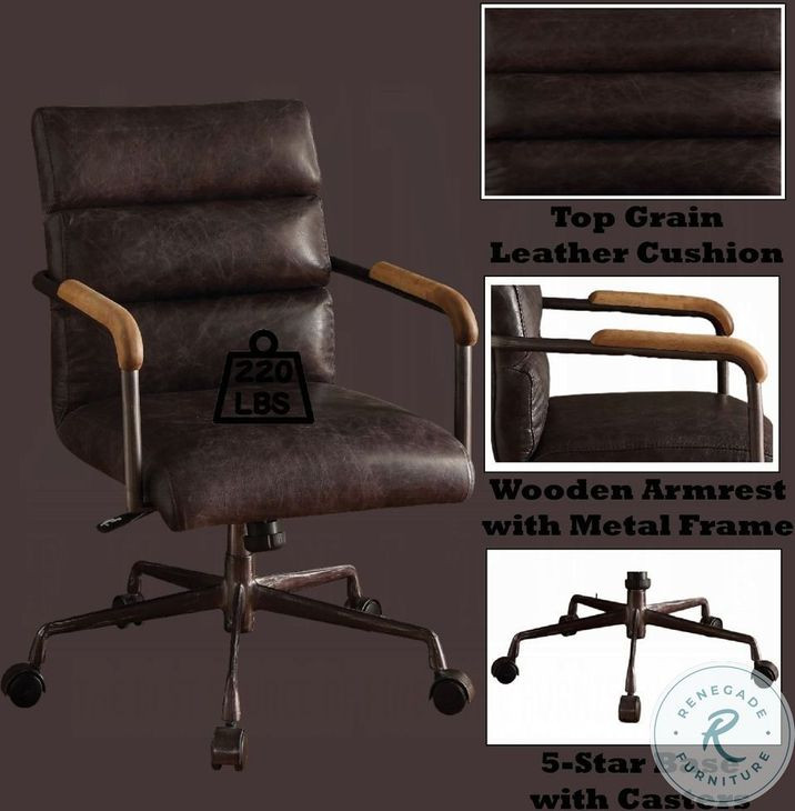 Harith Antique Ebony Leather Executive Office Chair