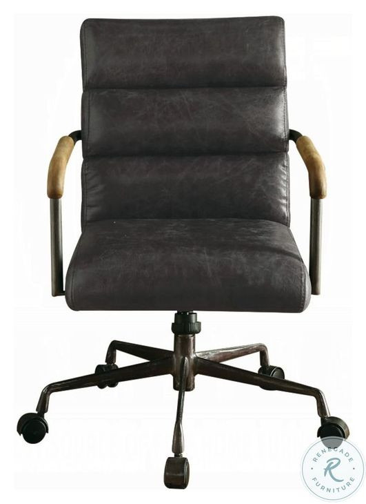 Harith Antique Ebony Leather Executive Office Chair
