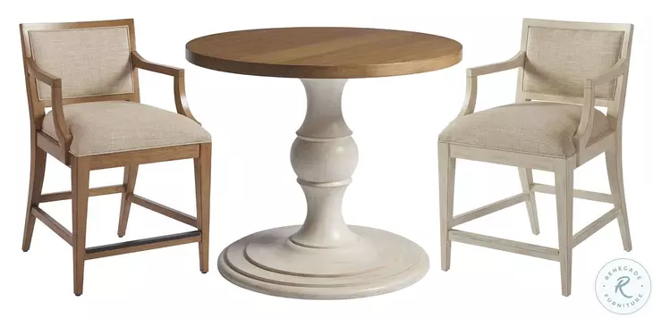 Newport Sandstone And Sailcloth Corona Del Mar 36" Center Table By Barclay Butera