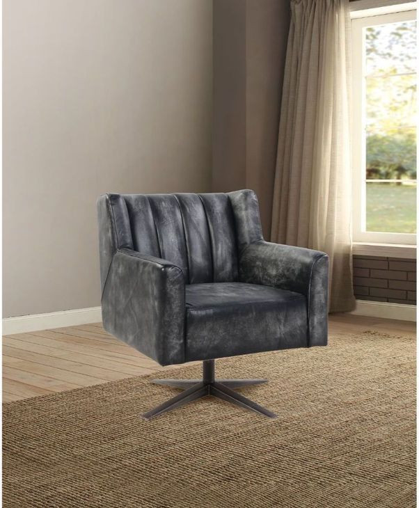 Brancaster Vintage Black Leather Upholstered Office Chair