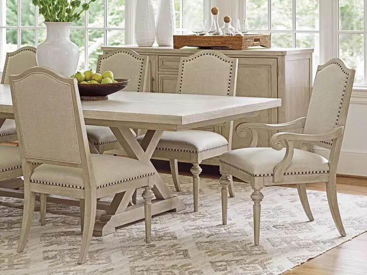 Aidan Beige 25" Upholstered Arm Chair with Nailhead Trim