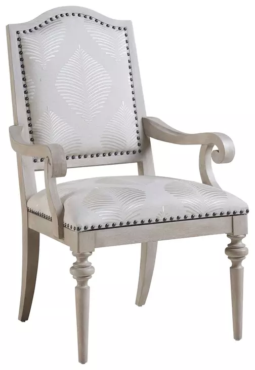 Aidan Beige 25" Upholstered Arm Chair with Nailhead Trim