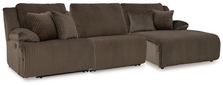 Top Tier Chocolate 3 Piece Modular Reclining Sectional with RAF Chaise
