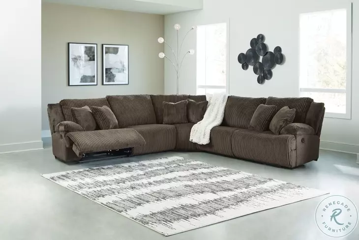 Top Tier Chocolate 5 Piece Reclining Sectional
