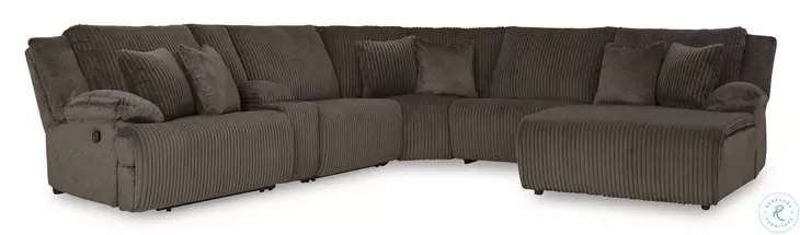 Top Tier Chocolate 6 Piece Reclining Sectional with RAF Chaise