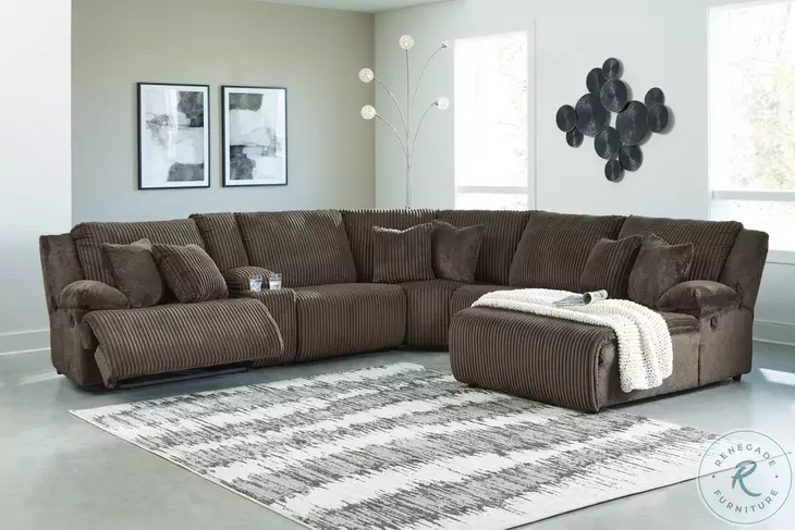 Top Tier Chocolate 6 Piece Reclining Sectional with RAF Chaise