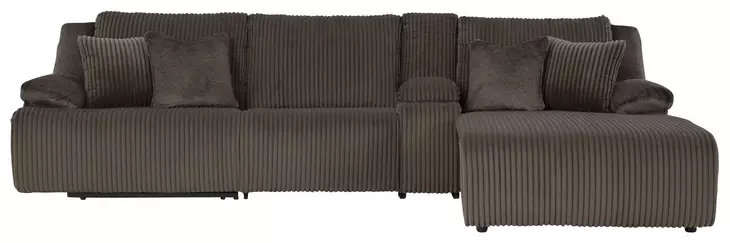 Top Tier Chocolate 4 Piece Modular Reclining Sectional with RAF Chaise