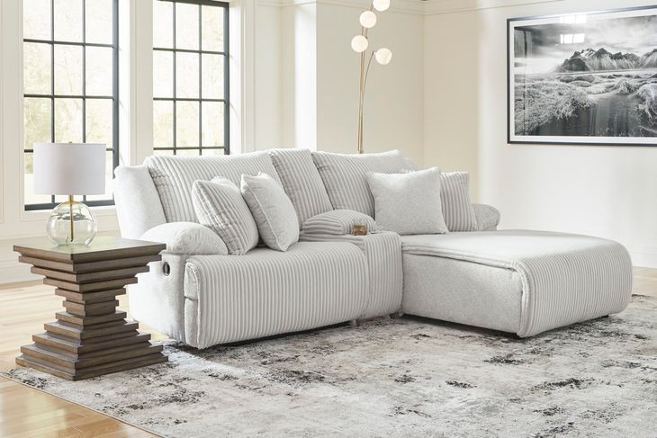 Top Tier Alloy 3 Piece Modular Reclining Sectional with RAF Chaise and Pillows