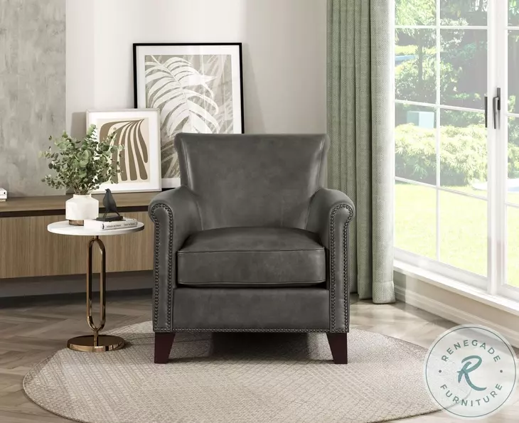 Braintree Gray Leather Accent Chair