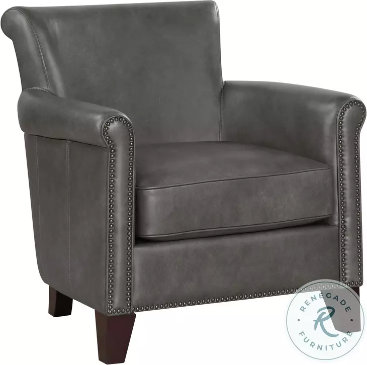 Braintree Gray Leather Accent Chair