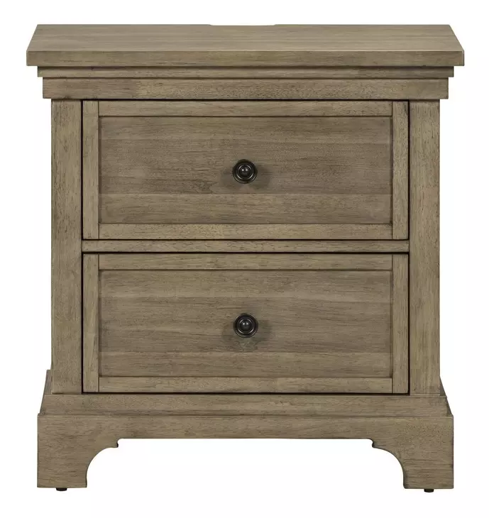 Hillcrest Camel Beige 2 Drawer Nightstand with USB Charging