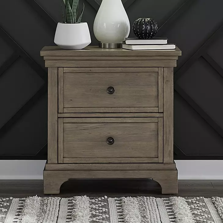 Hillcrest Camel Beige 2 Drawer Nightstand with USB Charging
